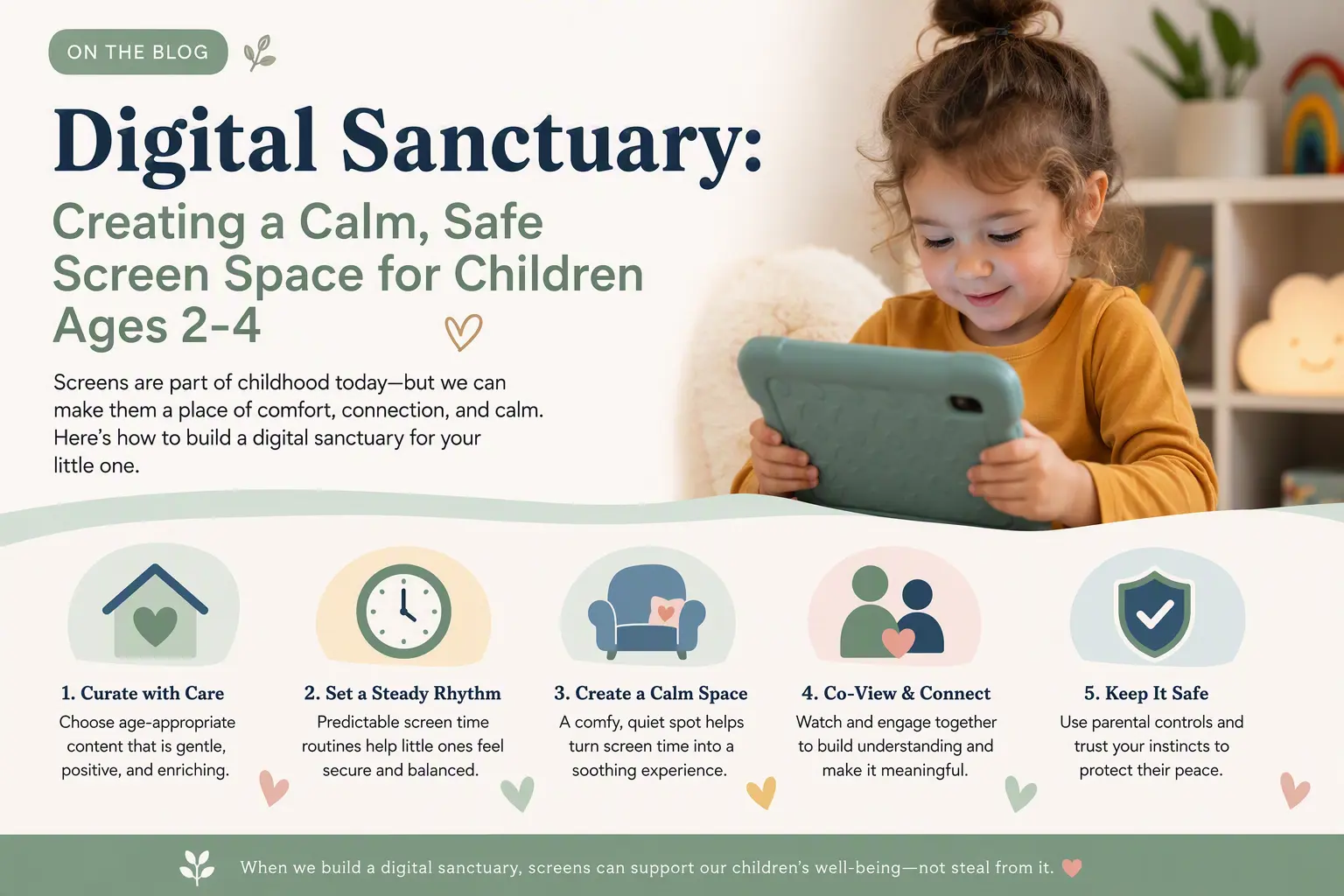 Blog titled Digital Sanctuary: Creating a Calm, Safe Screen Space for Children Ages 2-4